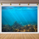 Lofaris Deep Blue Underwater Photography Backdrop with Sunlight Rays and Ocean Floor, Marine Life Background for Studio Photoshoot