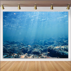 Lofaris Deep Blue Ocean Underwater Photography Backdrop with Sunlight Rays, Natural Seascape Background for Studio Photoshoot