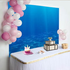 Lofaris Deep Blue Ocean Underwater Photography Backdrop with Sun Rays and Sandy Seabed, Realistic Studio Background for Photoshoot