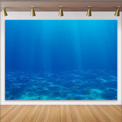 Lofaris Deep Blue Ocean Underwater Photography Backdrop with Sun Rays and Sandy Seabed, Realistic Studio Background for Photoshoot
