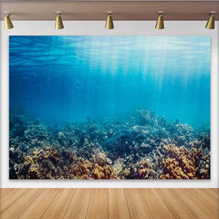 Lofaris Vibrant Underwater Coral Reef Photography Backdrop with Sunlight Rays, Beautiful Marine Life for Ocean Photoshoot