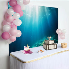 Lofaris Vibrant Underwater Photography Backdrop with Sunlight Rays, Deep Ocean Studio Background for Aquatic Photoshoots