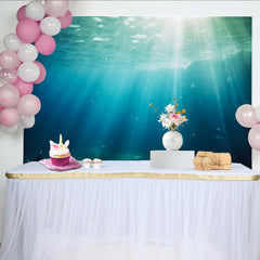 Lofaris Deep Blue Underwater Photography Backdrop with Sun Rays and Green Seabed, Serene Ocean Theme Background for Studio Photoshoot