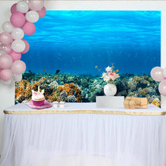 Lofaris Vibrant Blue Underwater Coral Reef Photography Backdrop, Scenic Ocean Background for Studio Photoshoot and Party Decor