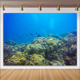 Lofaris Vibrant Underwater Coral Reef Photography Backdrop with Colorful Fish, Deep Blue Ocean Background for Studio Photoshoot and Party Decor