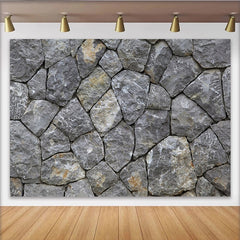 Lofaris Grey Irregular Stone Wall Photography Backdrop, Rustic Textured Background for Studio Portrait