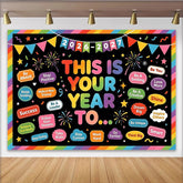 Lofaris Colorful Motivational New Year Backdrop, Inspirational Quotes Party Background for 2026 Celebration