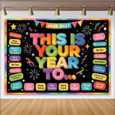 Lofaris Colorful This Is Your Year Motivational Backdrop with Fireworks and Stars, Inspirational Photo Background for New Year Party