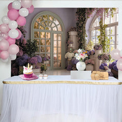 Lofaris Pastellfarbener Blumen-Bogenfenster-Fotohintergrund, für Frühlingspartys und Hochzeiten, elegante Fotokulisse