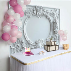 Lofaris White Classical Ornate Fine Art Photography Backdrop with Floral Carvings, Elegant Studio Background for Portrait Photoshoot