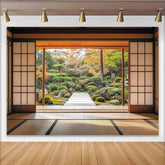 Lofaris Traditional Japanese Room with Serene Garden Photography Backdrop, Autumn Nature Landscape Background for Studio Photoshoot
