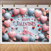 Lofaris Pink and Blue Heart Balloons Valentine's Day Backdrop, Happy Valentine's Day Roses Photography Background