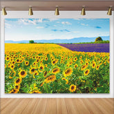Lofaris Vibrant Sunflower and Lavender Field Natural Scenery Backdrop, Beautiful Landscape Photo Background for Studio Photography