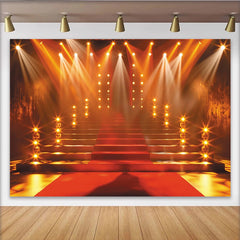 Lofaris Red Carpet Stage Photography Backdrop with Grand Staircase and Spotlights, Luxurious Event Background for Awards Ceremony