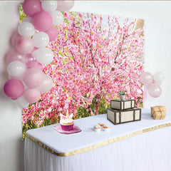 Lofaris Pink Cherry Blossom Photography Backdrop with Spring Flowers, Beautiful Nature Studio Background for Portrait Photoshoot
