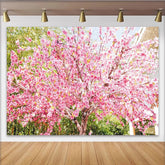 Lofaris Pink Cherry Blossom Photography Backdrop with Spring Flowers, Beautiful Nature Studio Background for Portrait Photoshoot