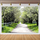 Lofaris Spring Blossom Path Photography Backdrop with White Flowers, Natural Scenery Background for Outdoor Photoshoot.