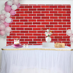 Lofaris Vibrant Red Brick Wall Photography Backdrop with White Mortar Texture, Durable Photo Studio Background for Portrait and Event Decor