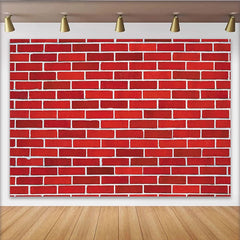 Lofaris Vibrant Red Brick Wall Photography Backdrop with White Mortar Texture, Durable Photo Studio Background for Portrait and Event Decor