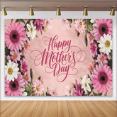 Lofaris Pink Floral Happy Mother's Day Backdrop with Daisy Flowers, Elegant Photography Background for Family Celebration