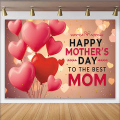 Lofaris Vibrant Pink and Red Heart Balloons Mothers Day Photography Backdrop, Elegant Bokeh Mom Celebration