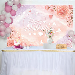 Lofaris Pink Floral Happy Mothers Day Backdrop with Roses, Elegant Photo Background for Family Celebration Party Decor