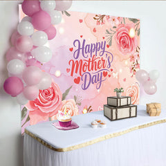 Lofaris Pink Floral Mothers Day Backdrop with Roses and Cherry Blossoms, Elegant Background for Festive Celebration Decor