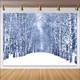 Lofaris Snowy Winter Forest Photography Backdrop with White Birch Trees and Falling Snow, Scenic Studio Background for Portrait