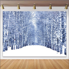 Lofaris Snowy Winter Forest Photography Backdrop with White Birch Trees and Falling Snow, Scenic Studio Background for Portrait