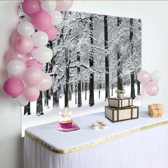 Lofaris Snowy Winter Forest Photography Backdrop with White Trees and Natural Landscape, Studio Background for Portrait Photoshoot