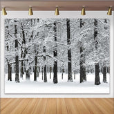 Lofaris Snowy Winter Forest Photography Backdrop with White Trees and Natural Landscape, Studio Background for Portrait Photoshoot