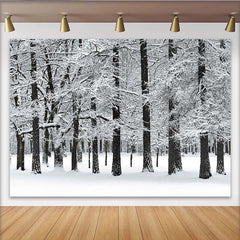 Lofaris Snowy Winter Forest Photography Backdrop with White Trees and Natural Landscape, Studio Background for Portrait Photoshoot