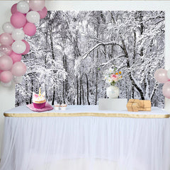 Lofaris Snowy Winter Forest Photography Backdrop with White Trees, Serene Nature Background for Studio Photoshoot