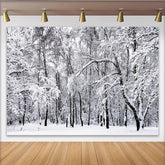 Lofaris Snowy Winter Forest Photography Backdrop with White Trees, Serene Nature Background for Studio Photoshoot