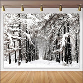 Lofaris Snowy Winter Forest Photography Backdrop with White Trees and a Path, Natural Landscape Background for Studio Photoshoot