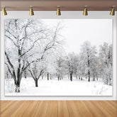 Lofaris Beautiful Snowy Winter Forest Photography Backdrop, Serene Natural Landscape Background for Studio Portrait