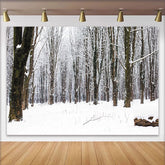 Lofaris Winter Forest Photography Backdrop with Snow Covered Bare Trees and Natural Scenery, Serene Studio Background for Portrait Photoshoot
