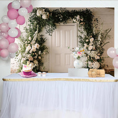 Lofaris Elegant Floral Wedding Backdrop with White Flowers and Greenery Arch, Romantic Photo Booth Prop for Event Decor