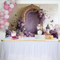 Lofaris Elegant Purple Floral Archway Fine Art Photography Backdrop, Romantic Studio Background for Portraits and Events