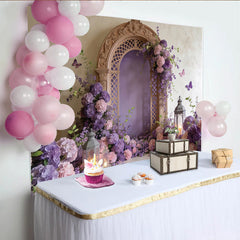 Lofaris Elegant Purple Floral Archway Fine Art Photography Backdrop, Romantic Studio Background for Portraits and Events
