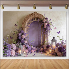Lofaris Elegant Purple Floral Archway Fine Art Photography Backdrop, Romantic Studio Background for Portraits and Events