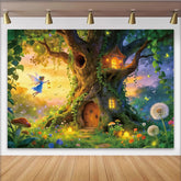 Lofaris Enchanted Forest Photography Backdrop with Fairy and Magical Treehouse, Whimsical Studio Background for Kids Photoshoot