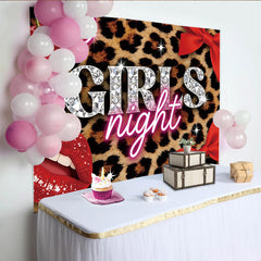 Lofaris Leopard Print Girls Night Birthday Backdrop with Diamond Letters, Glamorous Party Background for Photoshoot and Celebration Decor