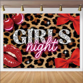 Lofaris Leopard Print Girls Night Birthday Backdrop with Diamond Letters, Glamorous Party Background for Photoshoot and Celebration Decor
