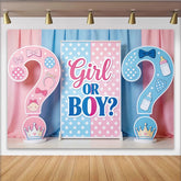 Lofaris Pink and Blue Gender Reveal Baby Shower Backdrop, Polka Dot Party Background for Baby Announcement Decor