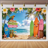 Lofaris Vibrant Tropical Beach Photography Backdrop with Surfboards, Summer Vacation Background for Party Decor