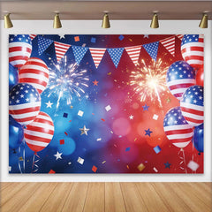 Lofaris Patriotic Independence Day Backdrop, American Flag Balloons and Bunting Background for Festive Celebrations and Photoshoots