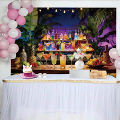 Lofaris Vibrant Tropical Bar Photography Backdrop for Summer Party, Exotic Nightlife Background for Festive Event Decor