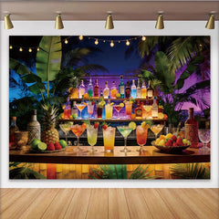 Lofaris Vibrant Tropical Bar Photography Backdrop for Summer Party, Exotic Nightlife Background for Festive Event Decor