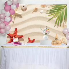 Lofaris Summer Beach Photography Backdrop with Seashells and Starfish, Tropical Photo Background for Studio Photoshoot